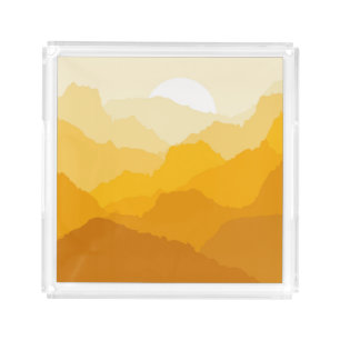 Yellow and orange mountain sunrise acrylic tray