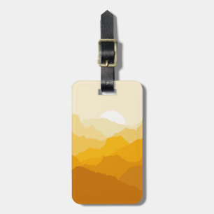 Yellow and orange mountain sunrise luggage tag