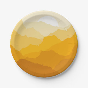 Yellow and orange mountain sunrise paper plates