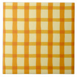 Yellow and Orange Plaid Ceramic Tile