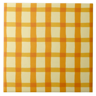 Yellow and Orange Plaid Ceramic Tile