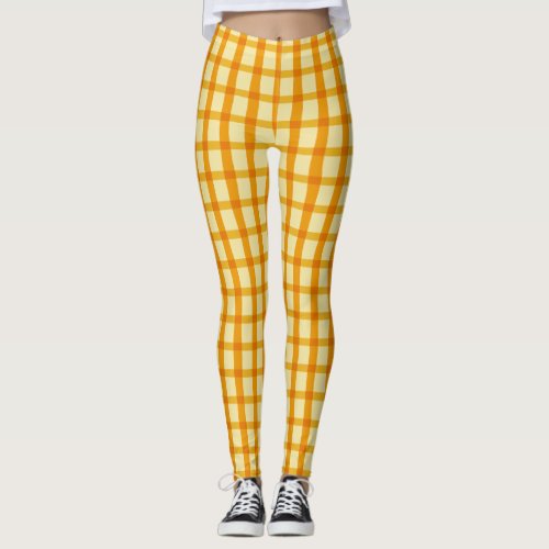 Yellow and Orange Plaid Leggings