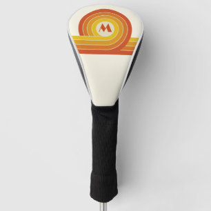 Yellow and orange retro style circles and lines golf head cover
