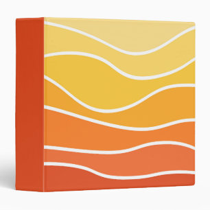 Yellow and orange retro style waves 3 ring binder