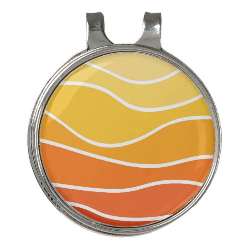 Yellow and orange retro style waves golf hat clip