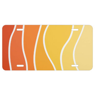Yellow and orange retro style waves license plate