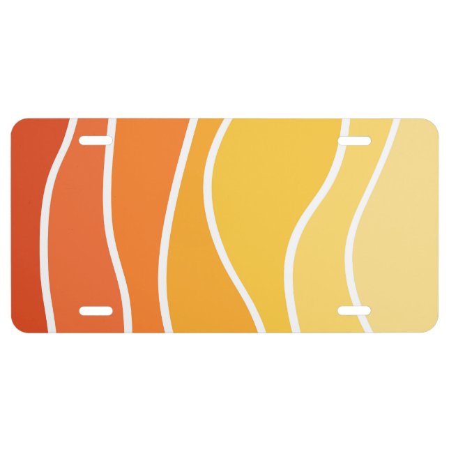 Yellow and orange retro style waves license plate (Front)