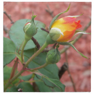 yellow and orange rose bud cloth napkin