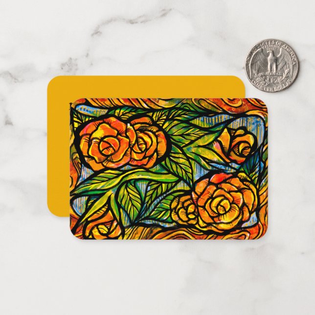 Yellow and Orange Roses Flowers Nature lovers      Note Card (Front/Back In Situ)