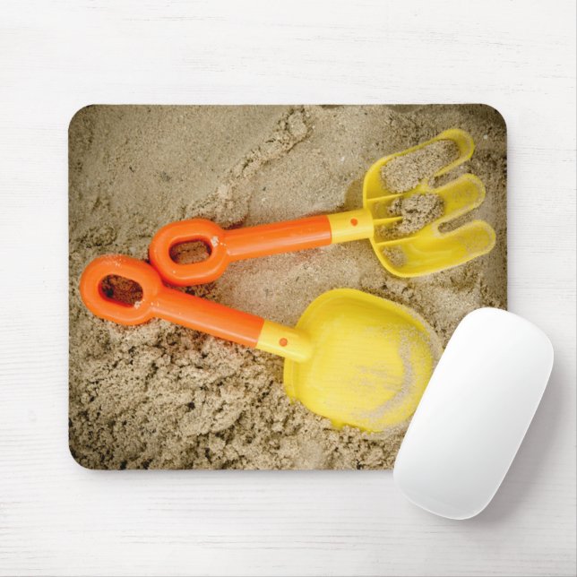 Yellow and Orange Sand Toys Beach Art Mouse Pad (With Mouse)