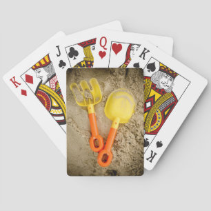 Yellow and Orange Sand Toys Poker Cards