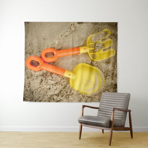 Yellow and Orange Sand Toys Tapestry