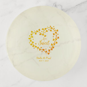 Yellow and Orange Shades Hearts Design Trinket Tray