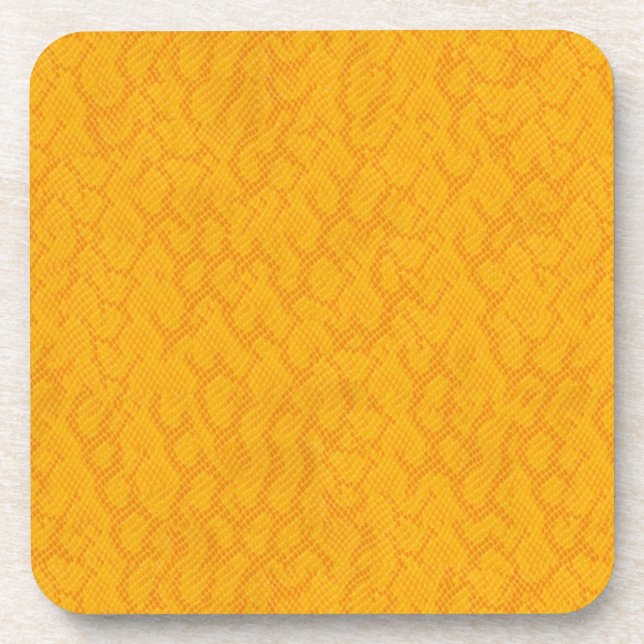 Yellow and Orange Snake Skin Beverage Coaster (Front)