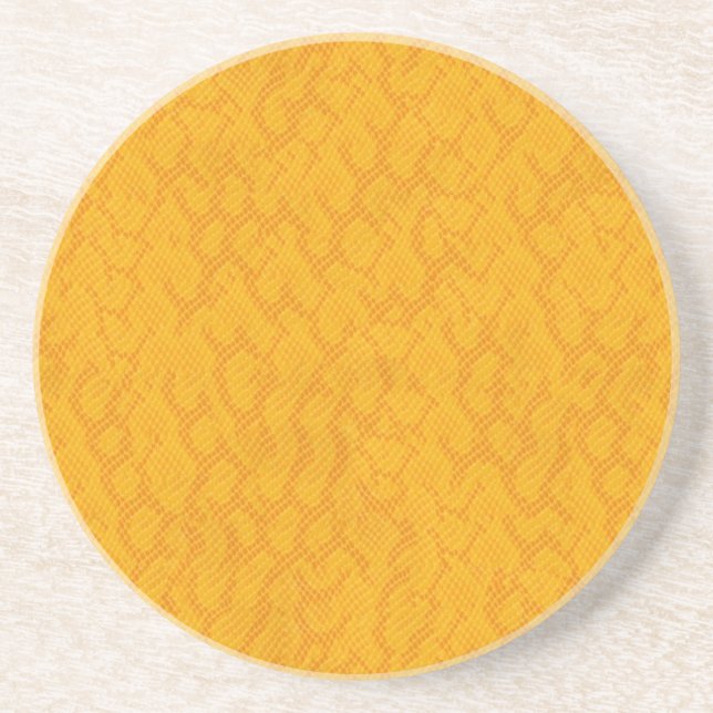 Yellow and Orange Snake Skin Drink Coaster (Front)
