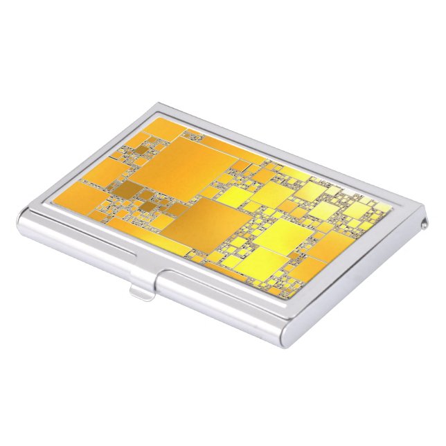 Yellow and Orange Squared Business Card Holder (Front)