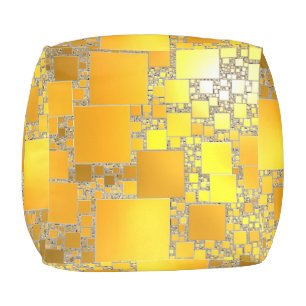 Yellow and Orange Squared Cubed Pouffe Pouf