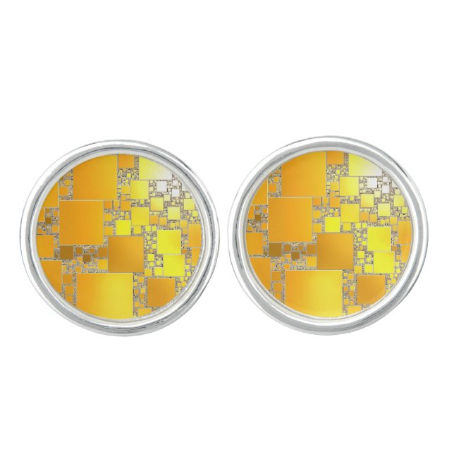 Yellow and Orange Squared Cufflinks (Front)