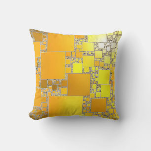 Yellow and Orange Squared Cushion