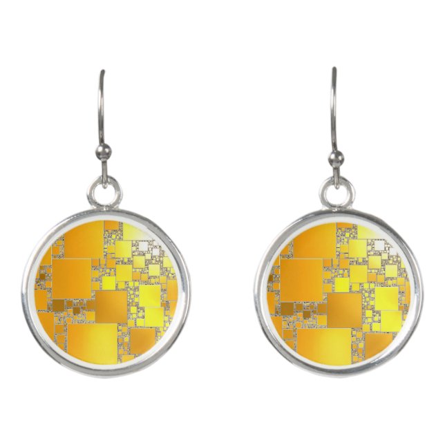 Yellow and Orange Squared Earrings (Front)