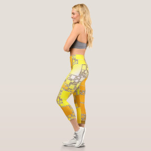 Yellow and Orange Squared High Waisted Capris