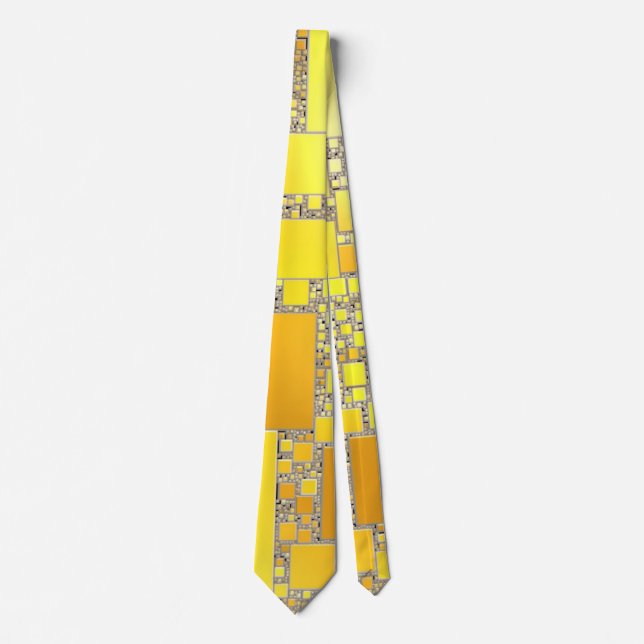 Yellow and Orange Squared Tie (Front)