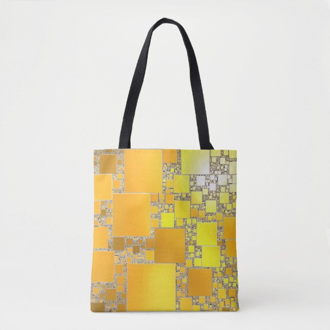 Yellow and Orange Squared Tote Bag (Front)