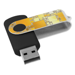 Yellow and Orange Squared USB Swivel Flash Drive