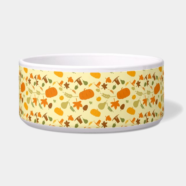Yellow and Orange Thanksgiving Harvest Pattern Bowl (Front)