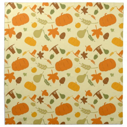 Yellow and Orange Thanksgiving Harvest Pattern Cloth Napkin