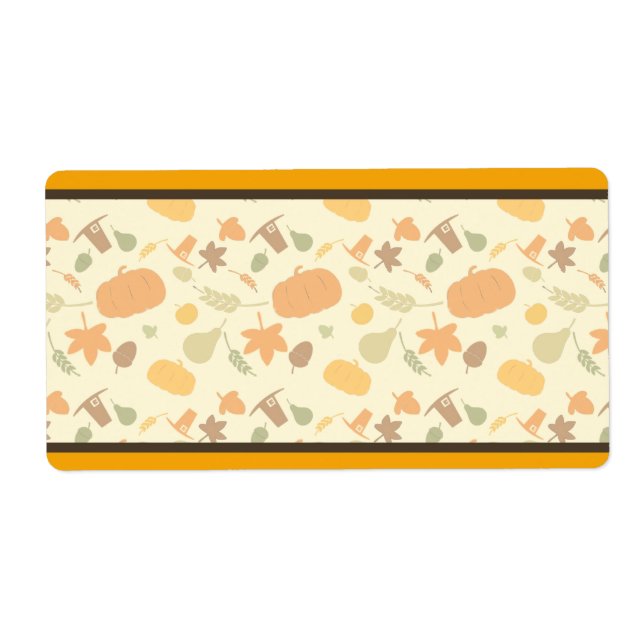 Yellow and Orange Thanksgiving Harvest Pattern Label (Front)