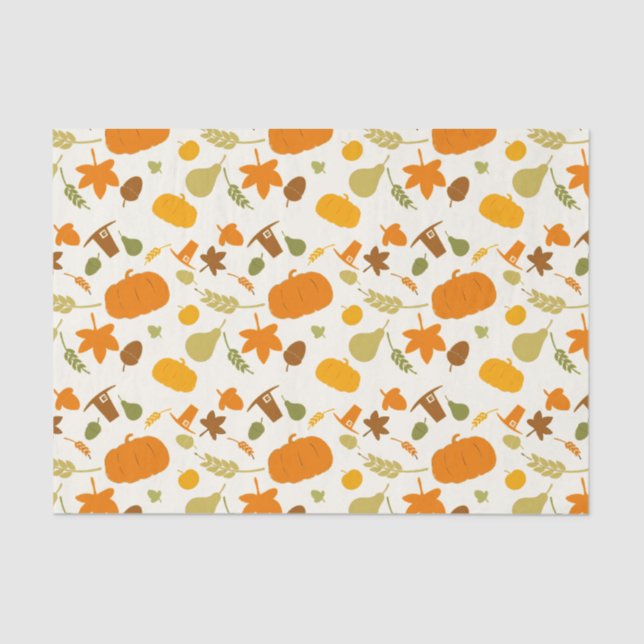 Yellow and Orange Thanksgiving Harvest Pattern Tissue Paper (Front)