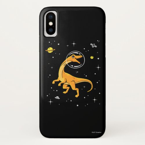 Yellow And Orange Velociraptor Dinos In Space iPhone X Case