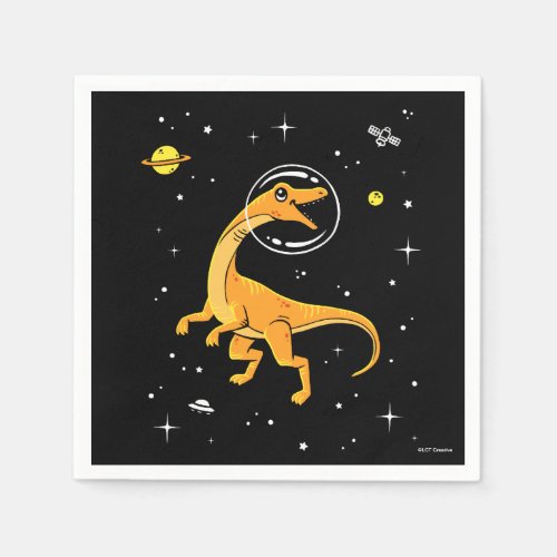 Yellow And Orange Velociraptor Dinos In Space Napkins