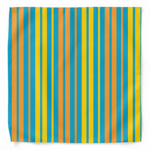Yellow and Orange Vertical Stripes Blue Bandana
