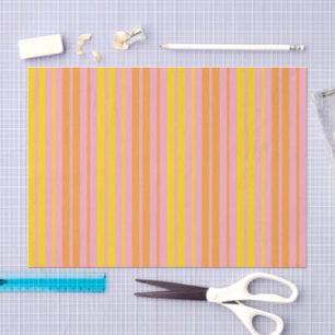 Yellow and Orange Vertical Stripes Pink Tissue Paper