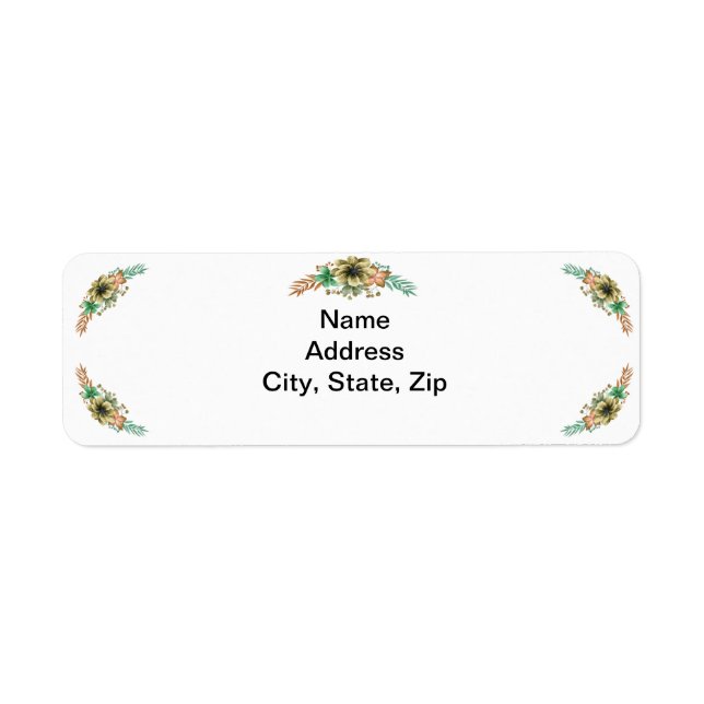 Yellow And Orange Watercolor Floral Address Label (Front)