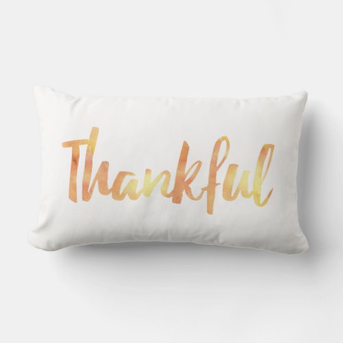 Yellow and Orange Watercolor Thankful Affirmation Lumbar Pillow