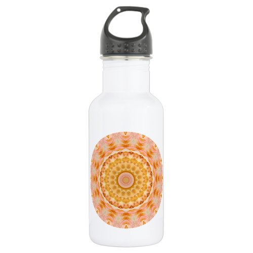 Yellow and Peach Rose Round Mandala Kaleidoscope Water Bottle