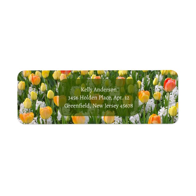 YELLOW AND PEACH TULIPS WITH WHITE HYACINTHS LABEL (Front)