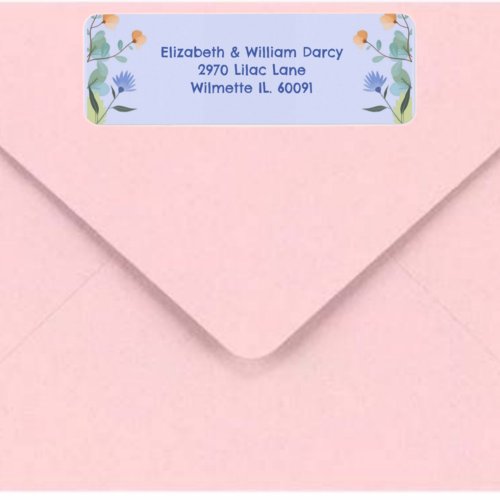 Yellow and periwinkle Floral Return Address Label