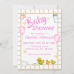 Yellow and Pink Baby Shower Invitation