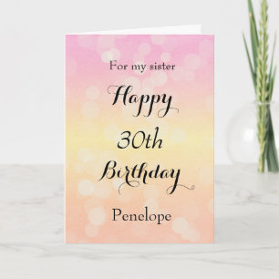 Yellow and Pink Bokeh 30th Birthday Card