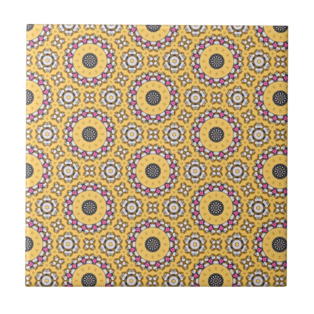 Yellow and Pink Ceramic Tile (Front)