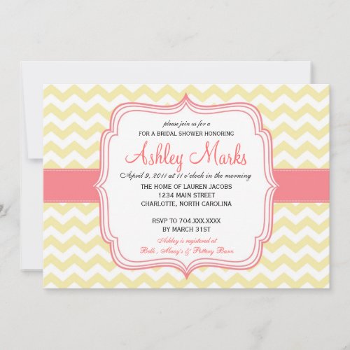 Yellow and Pink Cheveron Invitaiton Invitation