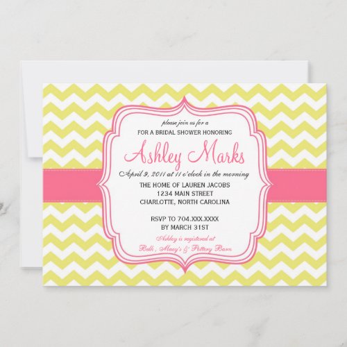 Yellow and Pink Chevron Invitation