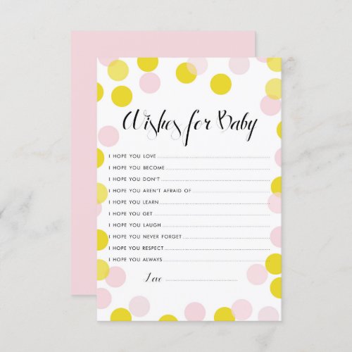 Yellow and Pink Confetti Dots Wishes for Baby Invitation