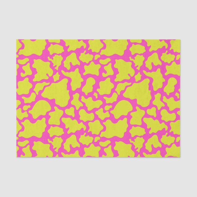 Yellow and Pink Cows Patch Decoupage Tissue Paper (Front)