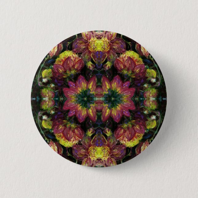 Yellow and Pink Dahlias Button (Front)