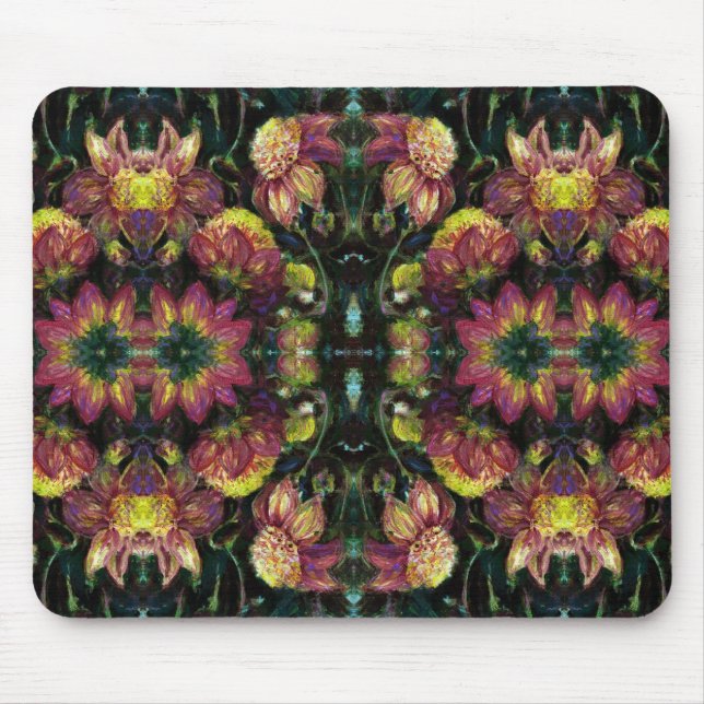 Yellow and Pink Dahlias Mouse Pad (Front)